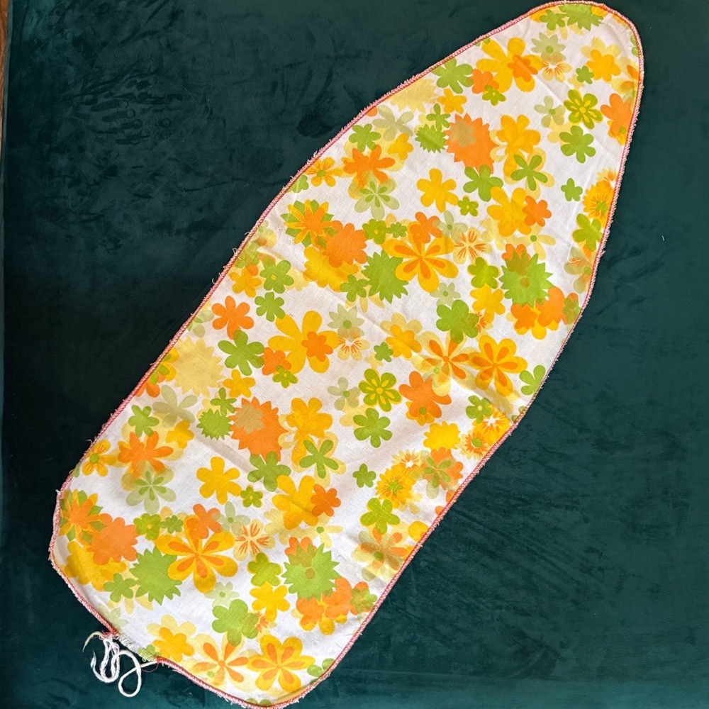 Vintage Flower Power Ironing Board Cover Orange Yellow Green Floral 36 Inch
